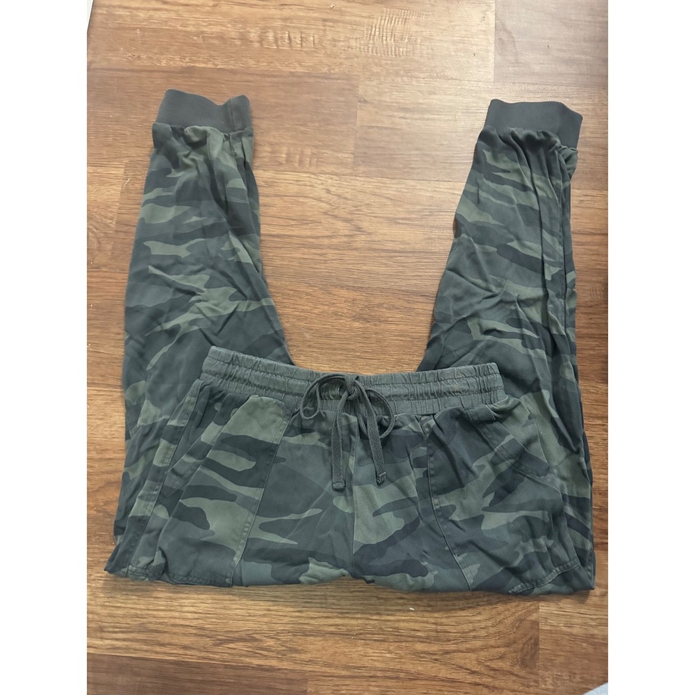Splendid Womens Camo Jogger Pants Green Camouflage Drawstring Lounge Small
